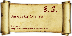 Beretzky Sára névjegykártya